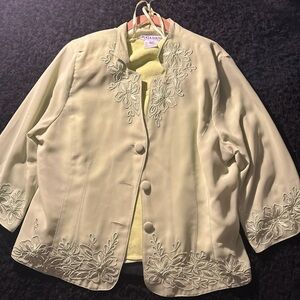 Elegant Cream Embroidered Women's Blazer